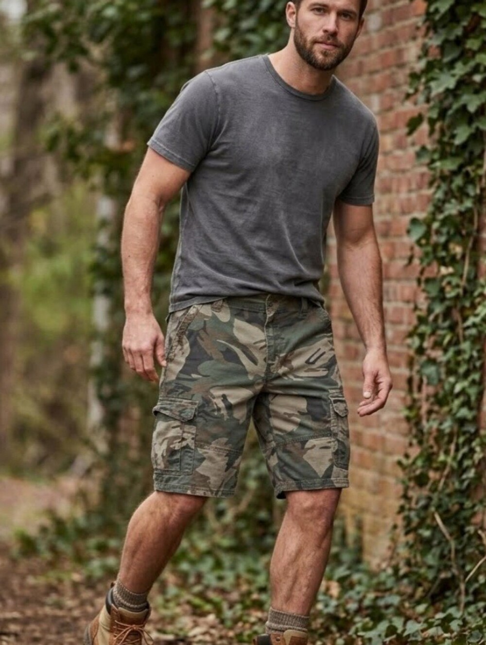 Wrangler Camo Cargo Shorts in Green and Brown Tones